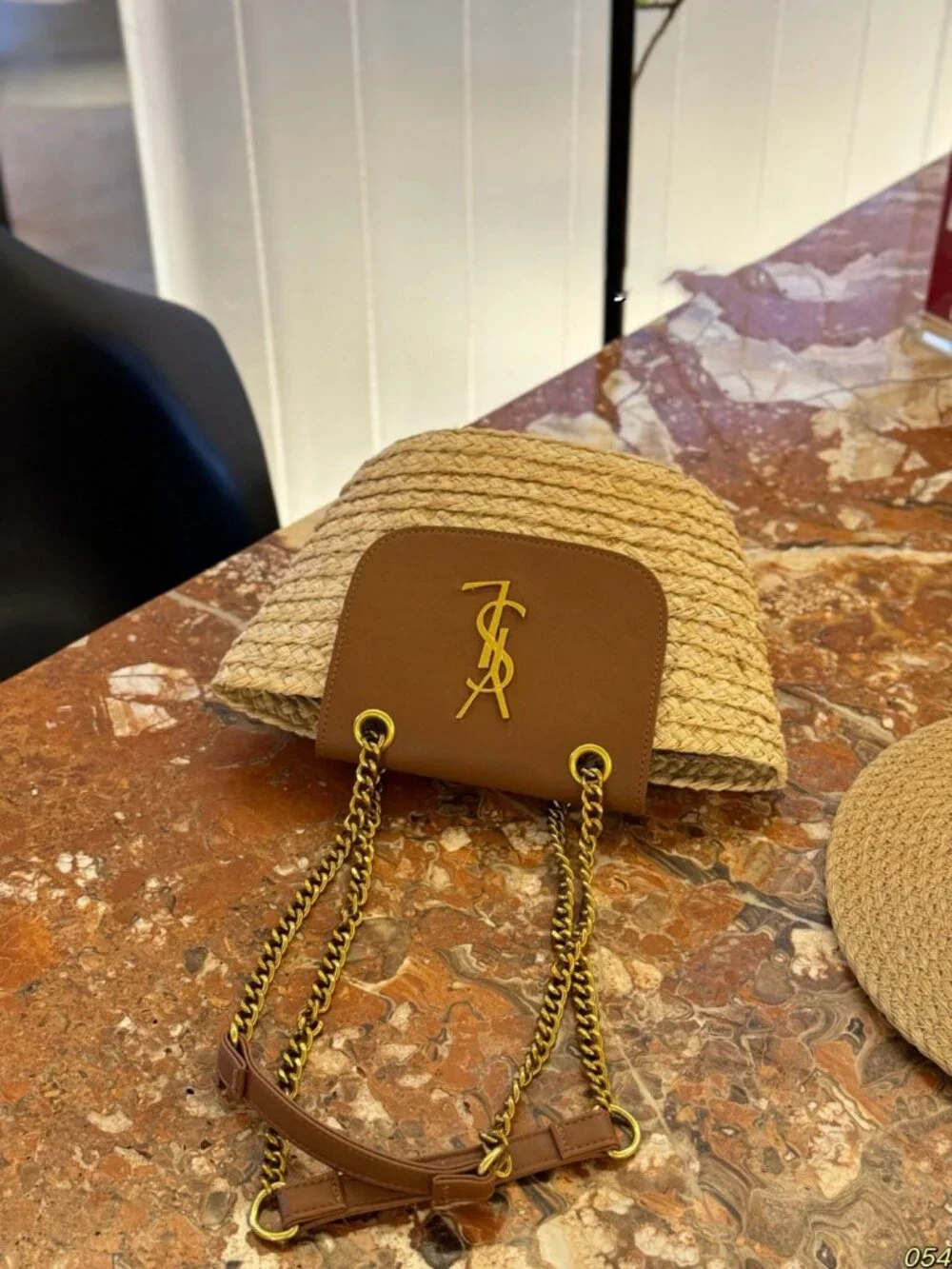🌙Yves Saint Laurent 🌙straw woven tote bag 16x15cm